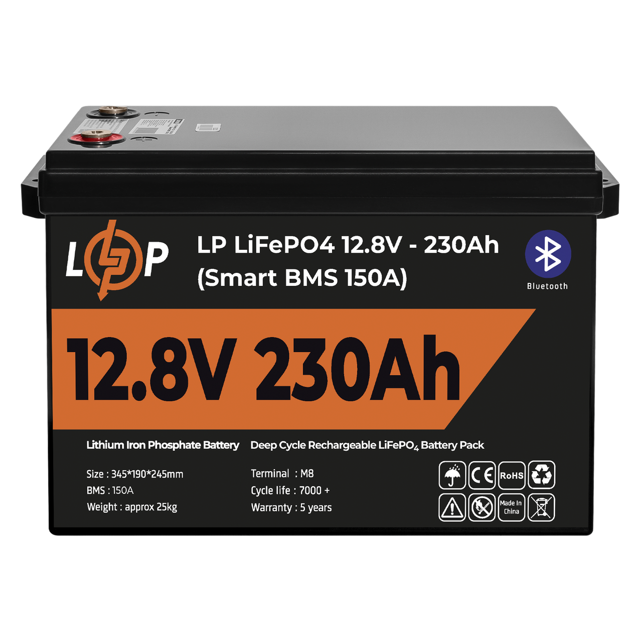 Аккумулятор LP LiFePO4 12V (12,8V) - 230 Ah (2944Wh) (Smart BMS 150А) с BT пластик 1 Аккумулятор LP LiFePO4 12V (12,8V) - 230 Ah (2944Wh) (Smart BMS 150А) с BT пластик