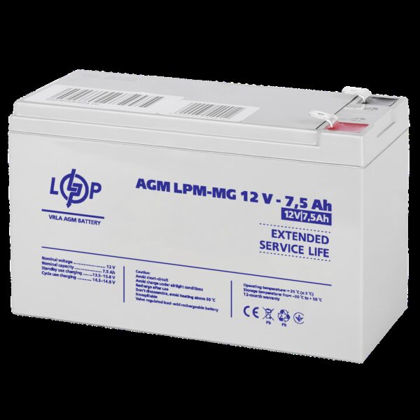 Аккумулятор мультигелевый LPM-MG 12V - 7.5 Ah