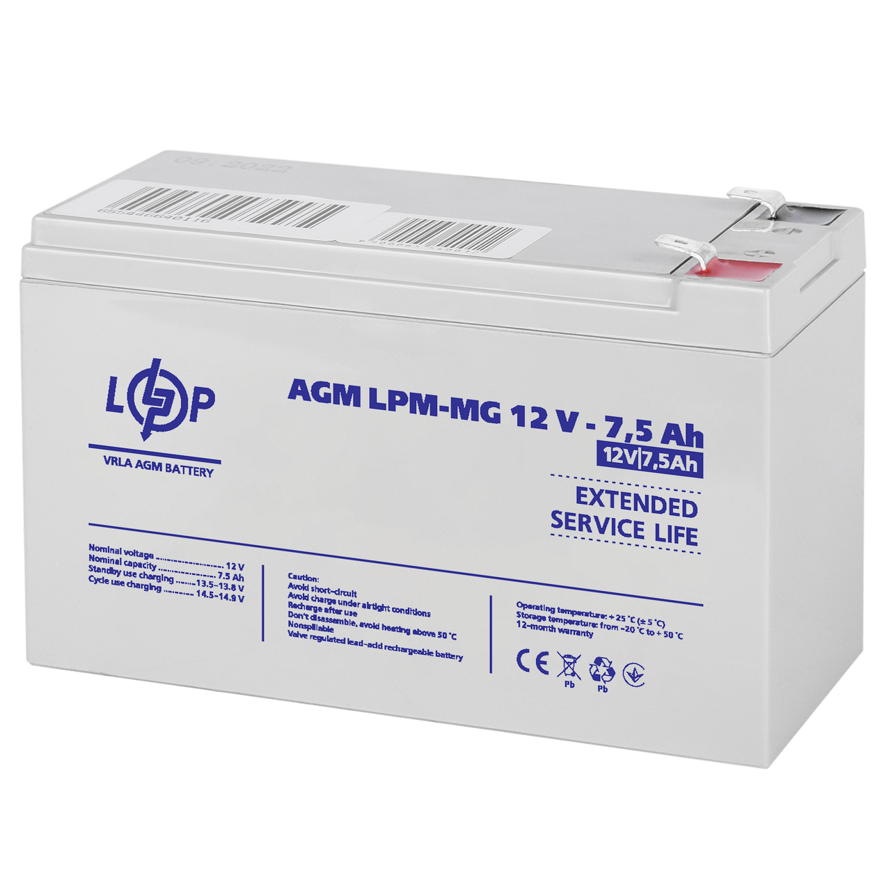 Аккумулятор мультигелевый LPM-MG 12V - 7.5 Ah 1 Аккумулятор мультигелевый LPM-MG 12V - 7.5 Ah