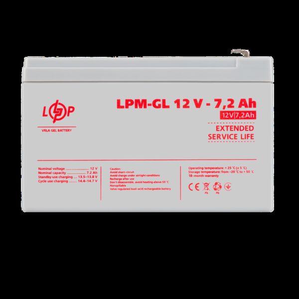 Аккумулятор гелевый LPM-GL 12V - 7.2 Ah