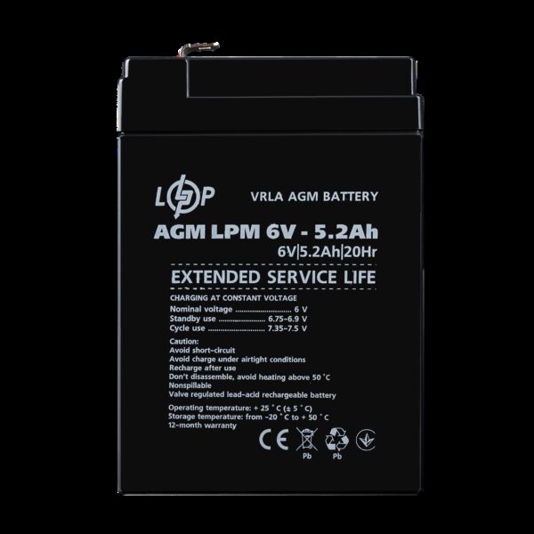 Аккумулятор AGM LPM 6V - 5.2 Ah