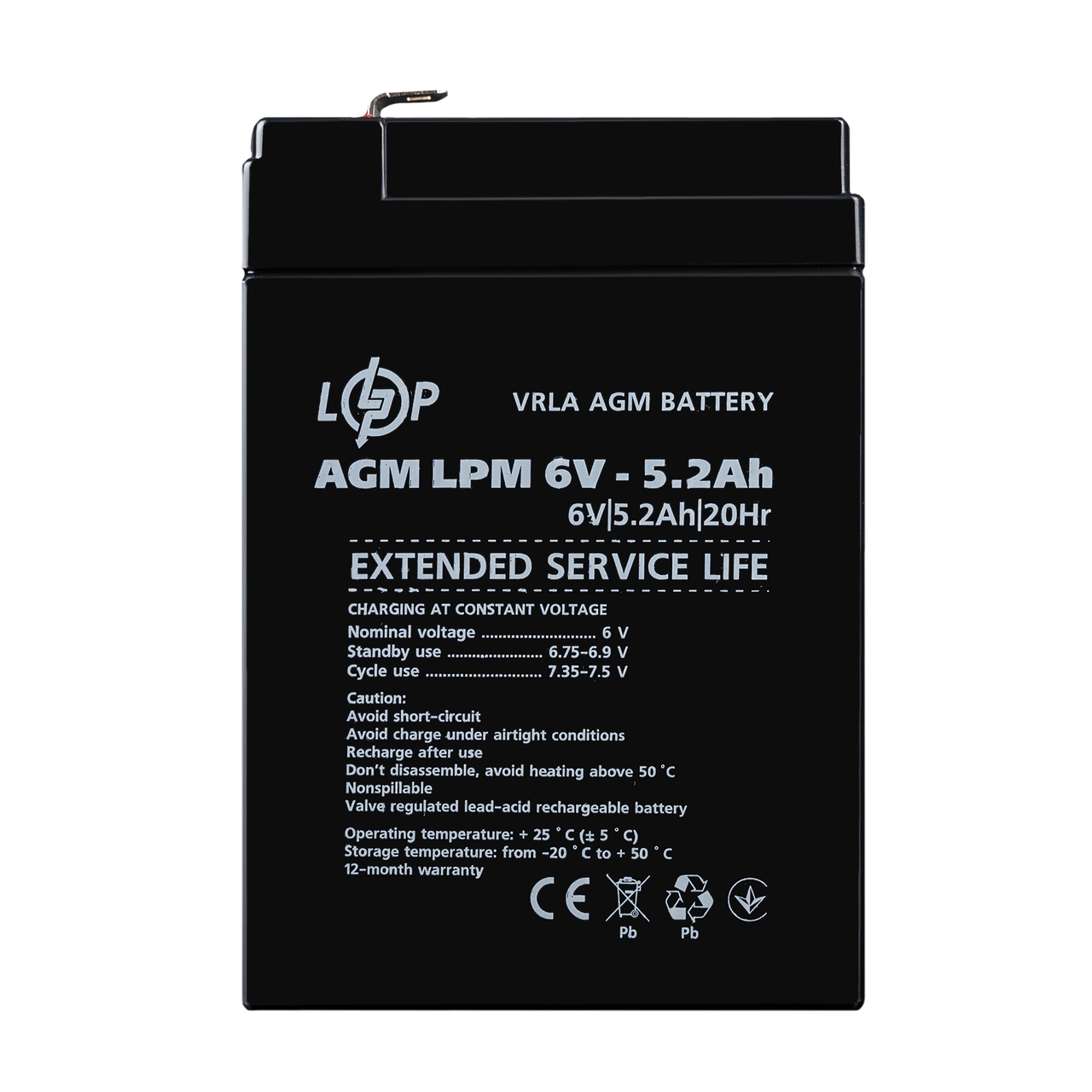 Аккумулятор AGM LPM 6V - 5.2 Ah 1 Аккумулятор AGM LPM 6V - 5.2 Ah