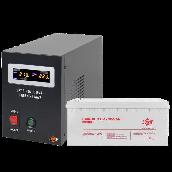 Комплект резервного питания для котла и теплого пола LP (LogicPower) ИБП + гелевая батарея (UPS B1000VA + АКБ