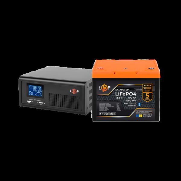 Комплект резервного живлення LP(LogicPower) ДБЖ + літієва (LiFePO4) батарея (UPS В1000 + АКБ LiFePO4 1280W)