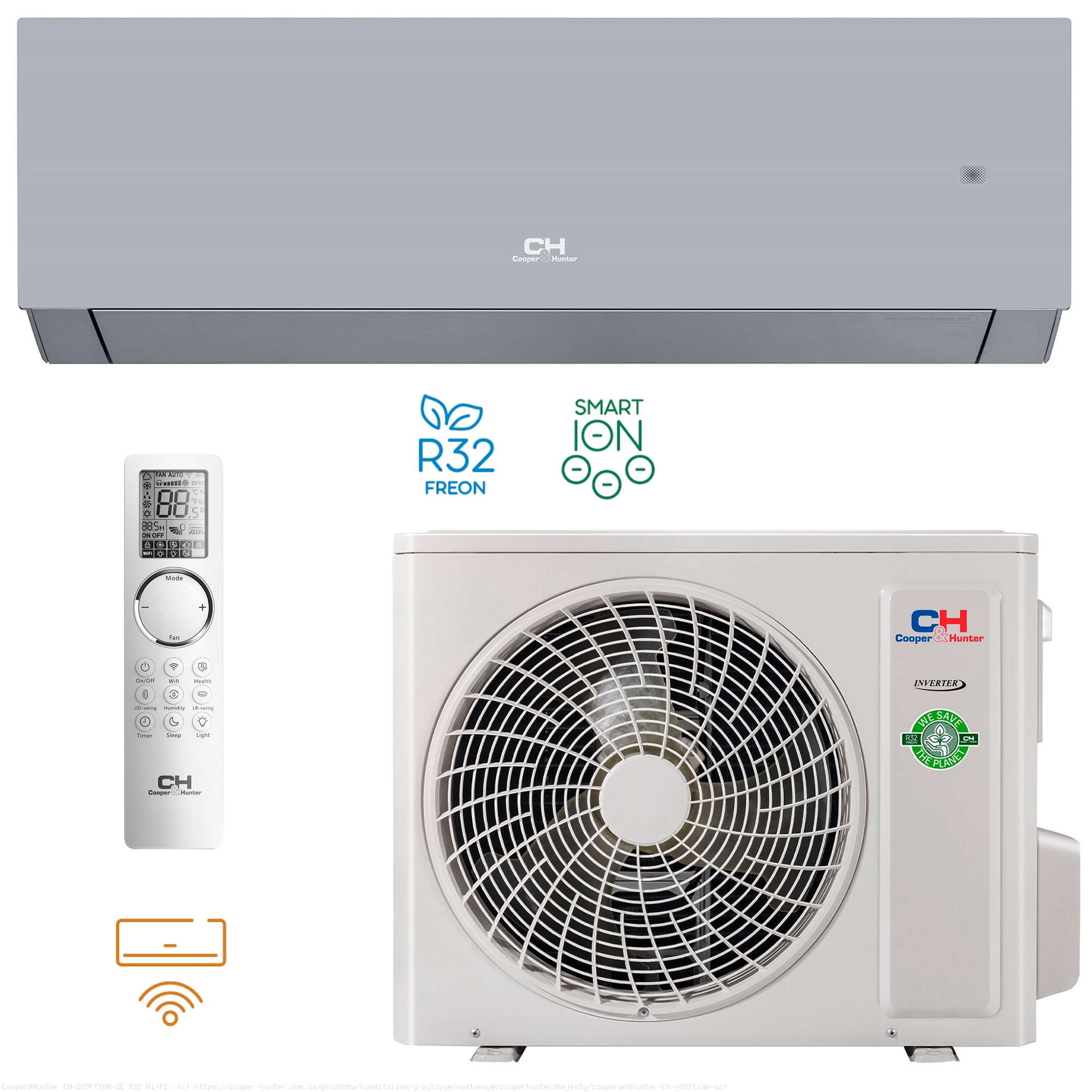 Інверторний кондиціонер Cooper&Hunter CH-S09FTXAM-SC (серія Majesty Silver) 1 Інверторний кондиціонер Cooper&Hunter CH-S09FTXAM-SC (серія Majesty Silver)