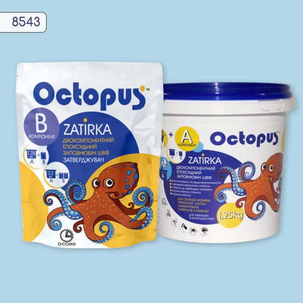 Двухкомпонентная эпоксидная затирка фуга для плитки и мозаики ТМ "OCTOPUS", цвет небесный 1,25 кг.