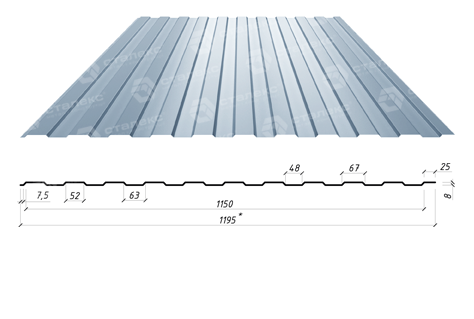 Профнастил стеновой на забор ПС 8 / 0,45 мм / RAL 9006