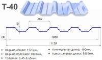 Профнастил оцинкований Т-40 / 0,7 мм / ZN - 100 / Модуль Україна
