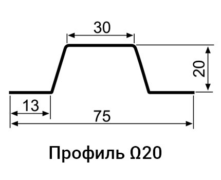 Профіль Омега-20 (13х20х30х20х13x0,70) 3 Профіль Омега-20 (13х20х30х20х13x0,70) - Зображення 3